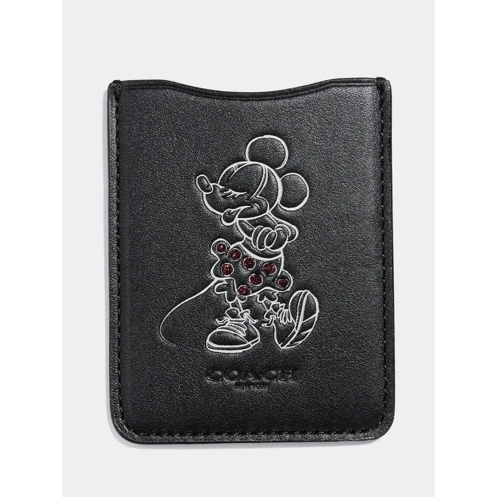 Disney x Coach Minnie Mouse Black Leather Phone Wallet Sticker 2018 New Sealed